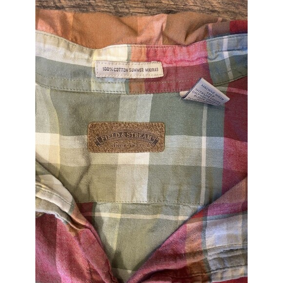 Men’s 2XLT Tall Plaid Button Down Shirt Short Sleeve Olive Red Casual 2XL Tall - Picture 2 of 5